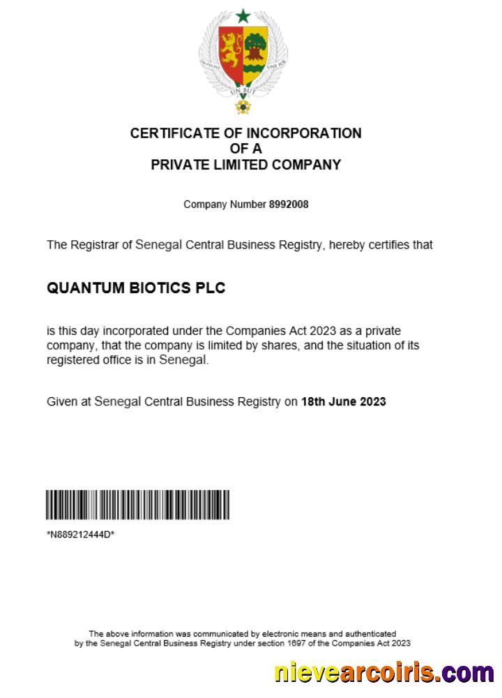 Senegal business registration certificate